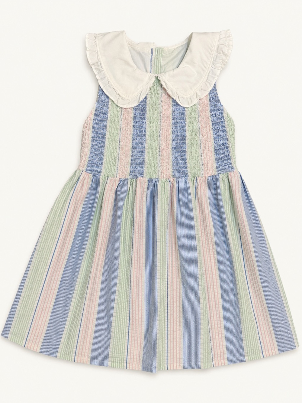 Janie & Jack Seersucker Smocked Sundress Size 8 Unicorn Blue Stripe